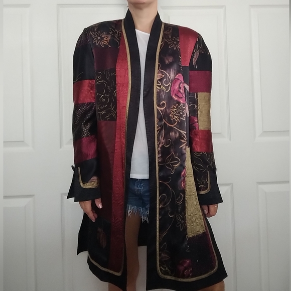 Jeanne Marc Vintage Printed Patchwork Duster Jacket Kimono - Picture 2 of 9